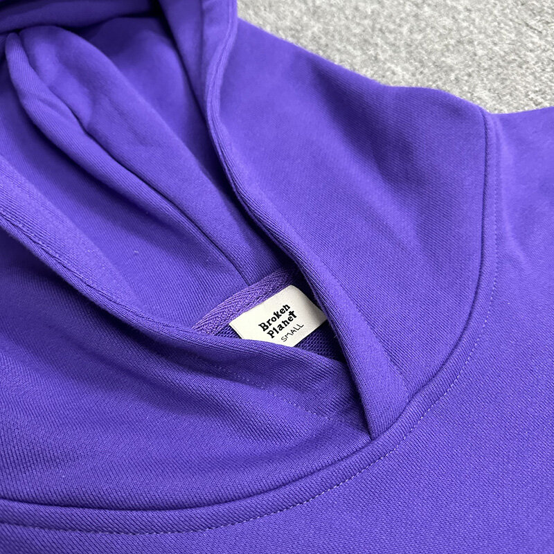 2024 Autumn Winter Classic Logo Foam Printing Broken Planet Hoodie Hooded Men Women Casual Fashion Purple Pullovers Inside Tag