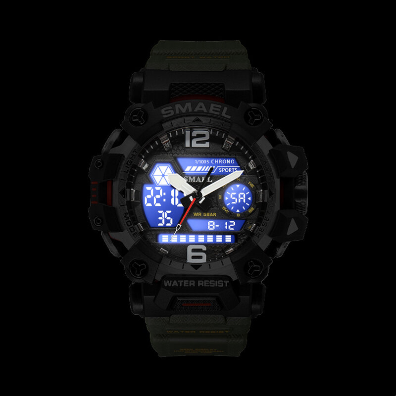 SMAEL Top Luxury Brand Sport Men Watch Military Army Waterproof Wristwatch Fashion Mens Double Display Quartz Watches