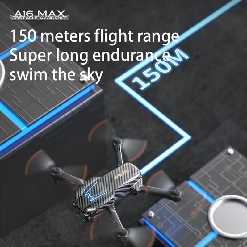Dron A16 Max con flujo óptico, Avión de fibra de carbono, UAV, cuatro ejes, evitación de obstáculos y Control remoto, juguete