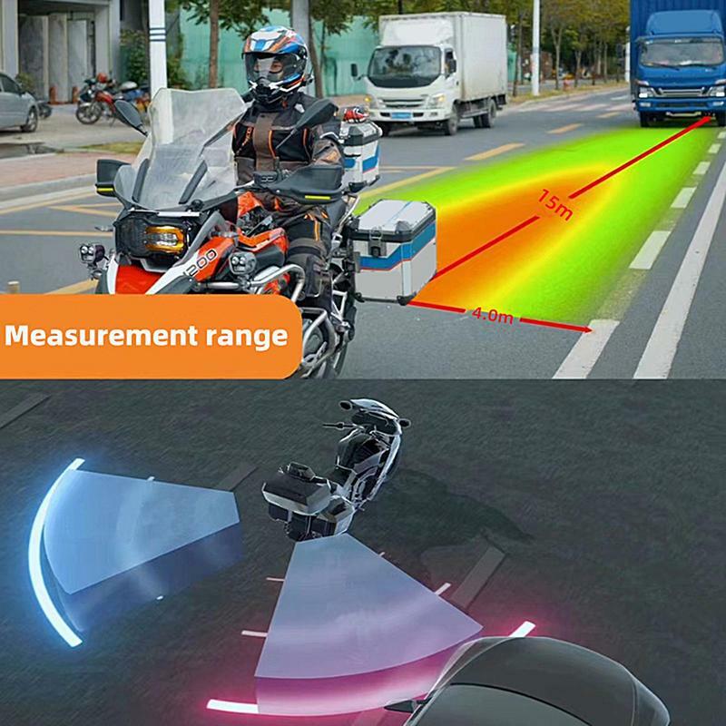 Sistem deteksi bintik buta LED sepeda motor, Kit deteksi pemantauan Radar peringatan titik buta 65,62ft Visual Driver peringatan
