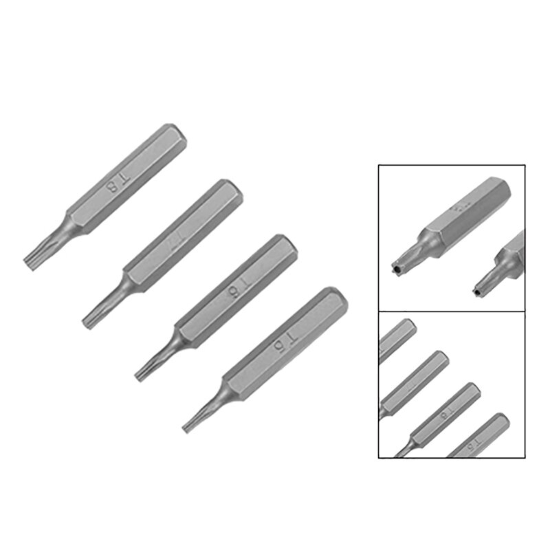 Uxcell-Jeu d'embouts de tournevis Torx à tige hexagonale, outils de kit de tournevis, 5/32 ", T5, T6, T7, T8, longueur 28mm, 4 pièces