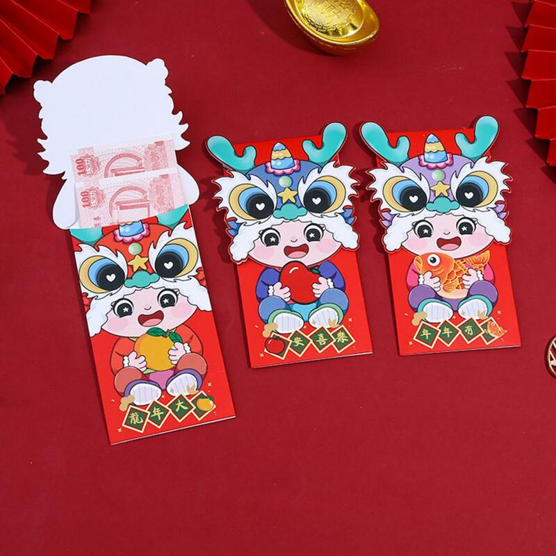 Presente de ano novo chinês Envelopes, Envelopes chineses, Dragão bonito Hongbao, Pacotes de dinheiro para o ano lunar