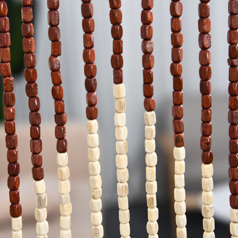 Onda Densa Franja Cortina Beads, Madeira De Bambu, Decoração Artesanal, Sobre A Porta, Corda Borla, 60 Linhas, Gancho Tipo Rod