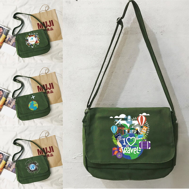 Messenger Bag Einfache Multi-funktion Umhängetasche Junge Frauen Persönlichkeit Freizeit Zeit Portable One-schulter Reise Muster Taschen