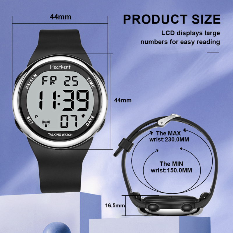Hearkent Talking Watch Men Digital Watches for the Visually Impaired or Blind Big Numbers Easy to Read for Elderly Non-charging