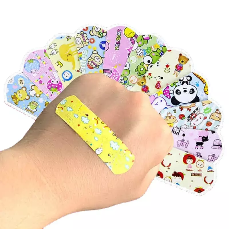 100pcs/set Cartoon Waterproof Band Aid First Aid Dressing Tape Strips Transparent Nontransparent Plaster Adhesive Bandages Patch