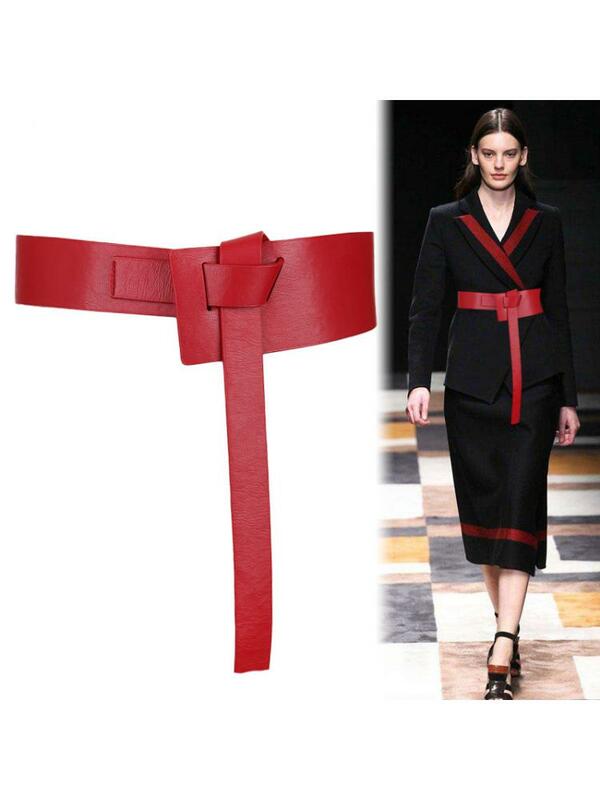 2023 Soft Pu Leather Women's Wide Long Belts Newly Designed Decorated Dresses Stylish Multi-functional Accessories With Decora