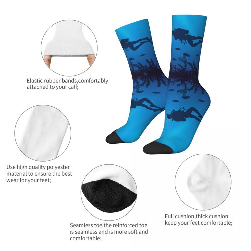 Мужские носки в стиле Харадзюку для подводного плавания, искусственный полиэфир, для морской рыбалки, Высококачественная Женская фотография, Осень-зима