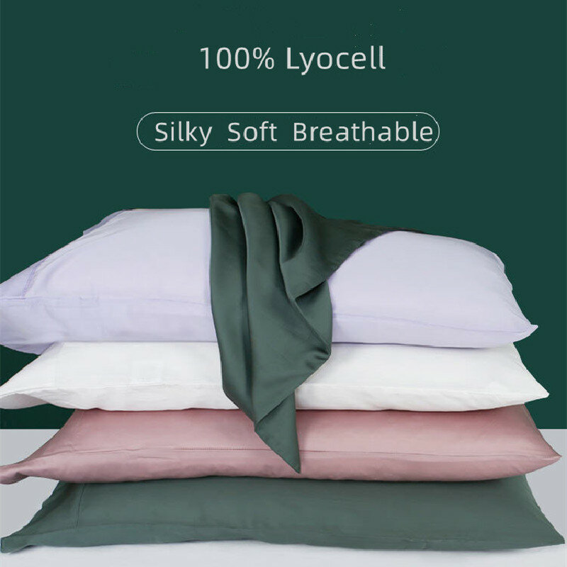 100% Lyocell Sarung Bantal untuk Tempat Tidur Halus Sarung Bantal 50*75 Cm Warna Solid Sarung Bantal Amplop Sutra Nyaman Seperti
