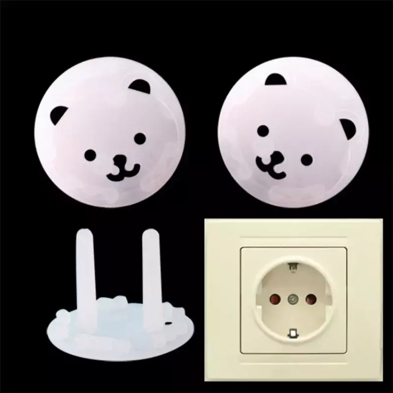 10PCS Bear EU Power Socket Electrical Outlet Baby Child Kids Safety Guard Protection Anti Electric Shock Plugs Protector Cover