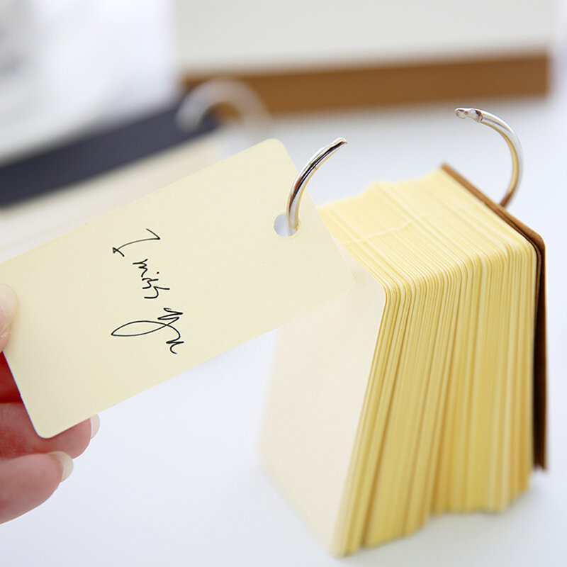 Anel pasta papel Kraft Fácil Flip Cards Estudo Memo Pads DIY Papelaria