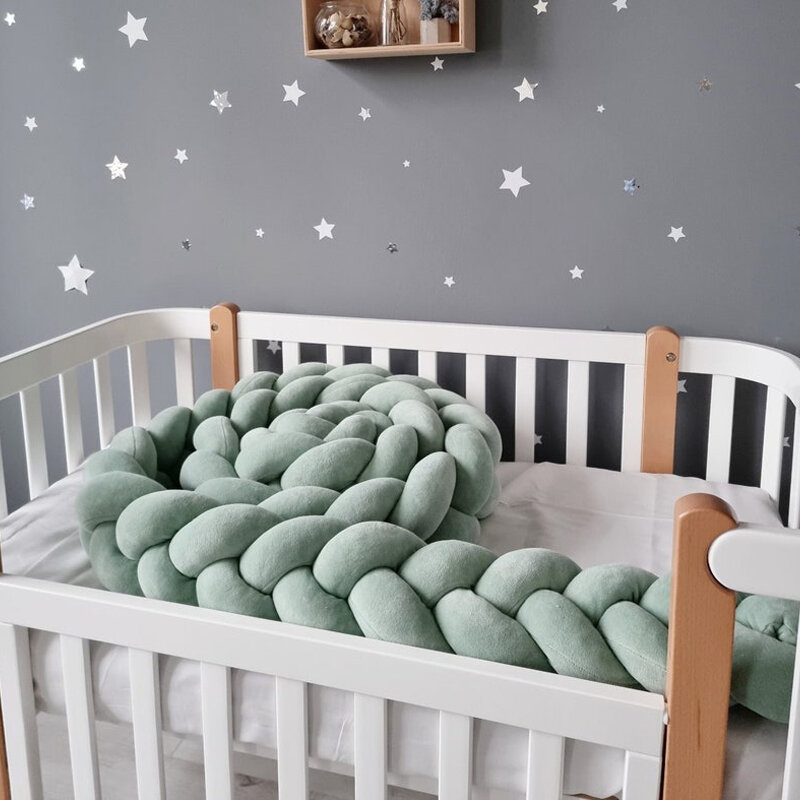 1-4m pelindung tempat tidur bayi bantal ayunan bayi jalinan simpul Bumper tempat tidur bayi dekorasi ruangan Tresse Tour De Lit Bebe