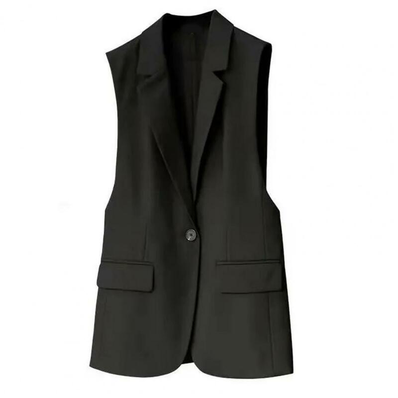 Płaszcz stylowy bez rękawów damska kamizelka z kołnierzem z tyłu-z rozcięciem elegancka garnitur biznesowy kurtka na lato moda damska