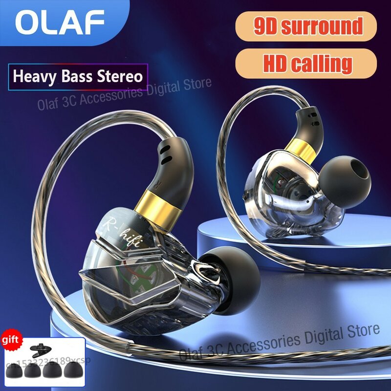OLAF 3.5mm Jack Type C Plug Wired Headphones HIFI Bass Earphone in-Ear Headset Gamer Handsfree Earbuds For Xiaomi Huawei Samsung