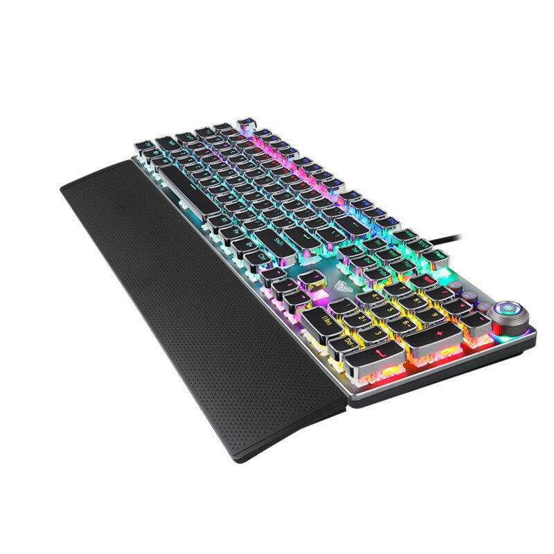 AULA F2088 Keyboard mekanikal, 104 tombol berkabel RGB Backlit Keyboard Mekanikal Punk bulat Keyboard Gaming untuk PC Laptop Tablet