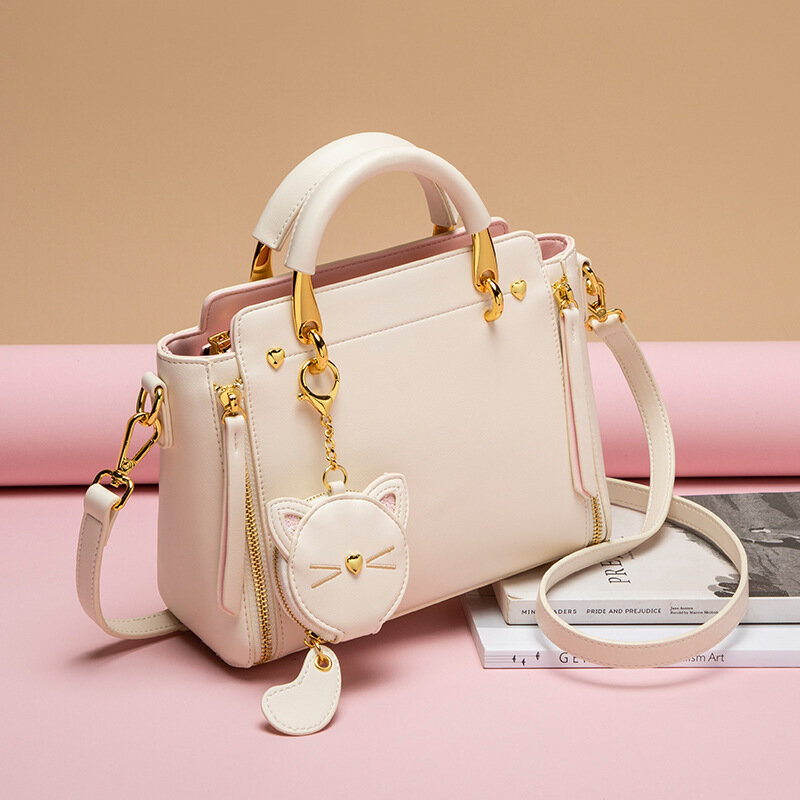 Bag High Shoulder Quality Cat Shaping Genuine Leather Soft Handbags For Women Casual Messenger Versatile Luxury Crossbody Y2k