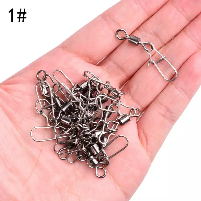 Aorace 2/0# 1/0# 1#-14# Stainless Steel Fishing Connector Pin Bearing Rolling Swivel Snap Pins Fishing Tackle Accessories box