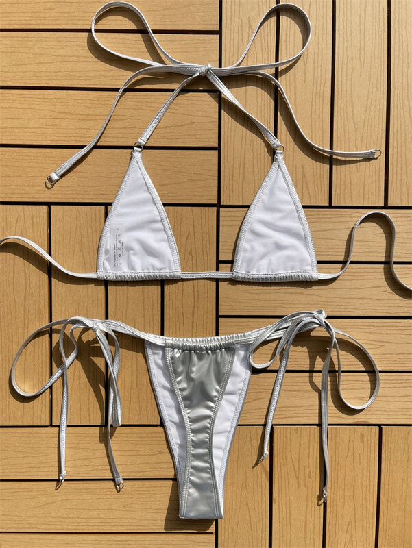 Maillot de bain en ULde cuir pour femmes, bikini solide, mode d'été, vêtements de plage, nouveau document