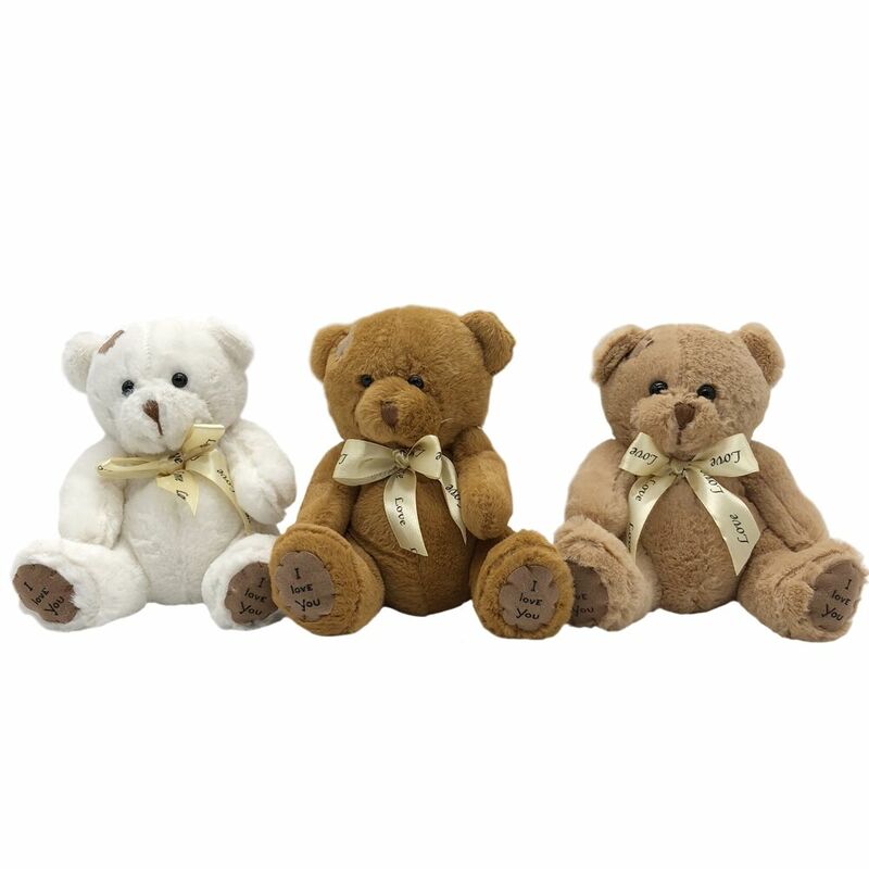 박제 테디 베어 인형 패치 베어, 세 가지 색상 봉제 장난감, 여아용 최고의 선물, 소년 결혼 선물, 18cm