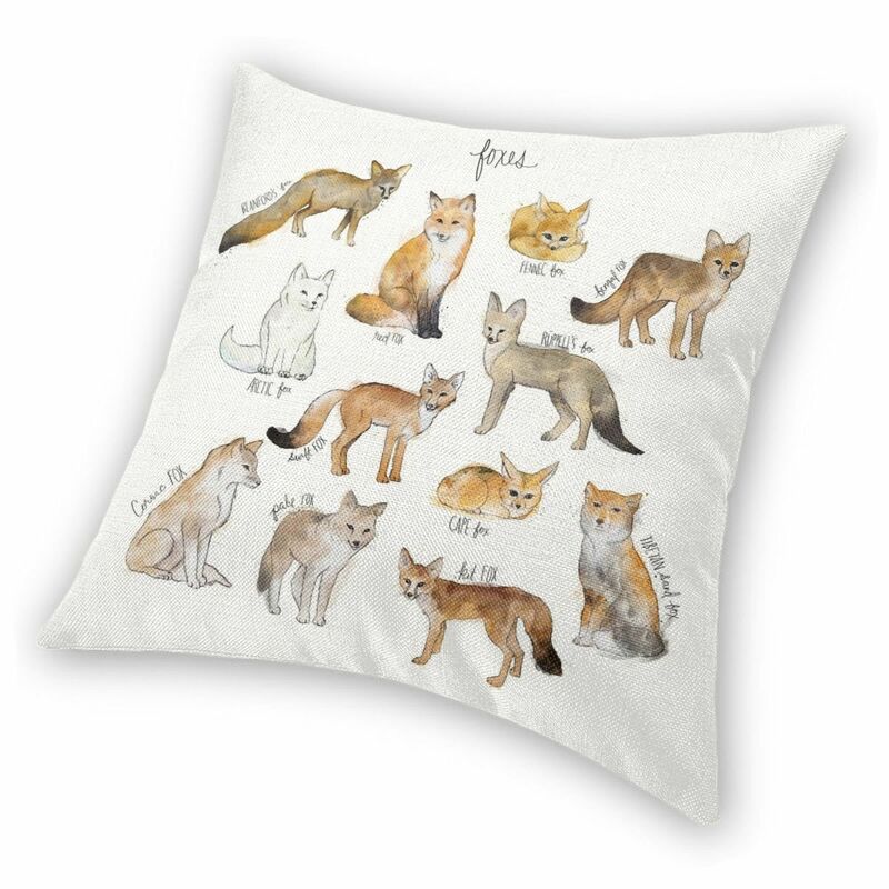 Foxes Animal Chart Pillowcase Polyester Linen Velvet Pattern Zip Decorative Pillow Case Room Cushion Cover