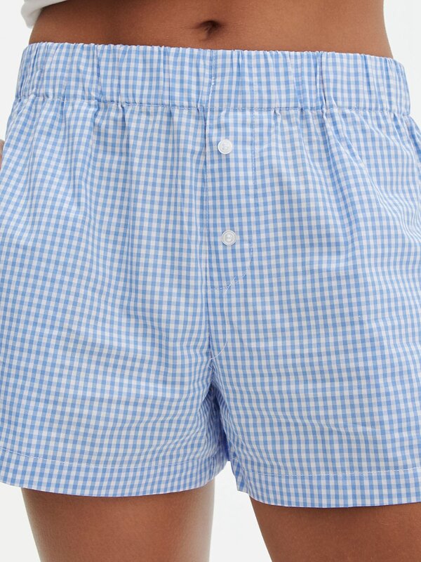 Women Boxers Lounge Shorts Plaid Striped Print Loose Fit Casual Pajamas Shorts Bottoms