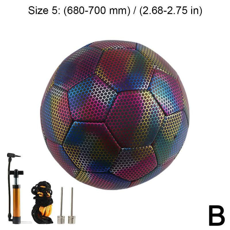 Balón de fútbol reflectante luminoso para adultos, 1 piezas, balón de fútbol brillante nocturno, tamaño 4 y 5, balones de entrenamiento deportivo, competición de fútbol
