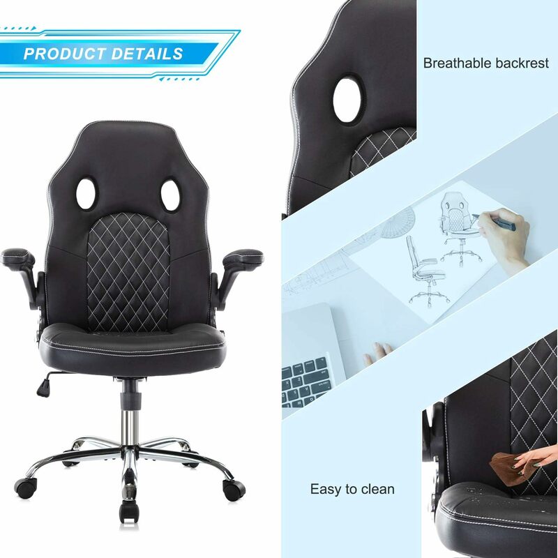 Эргономичное компьютерное кресло из ПУ кожи, игровой стул с высокой спинкой, Регулируемый поворотный, для работы с поясницей