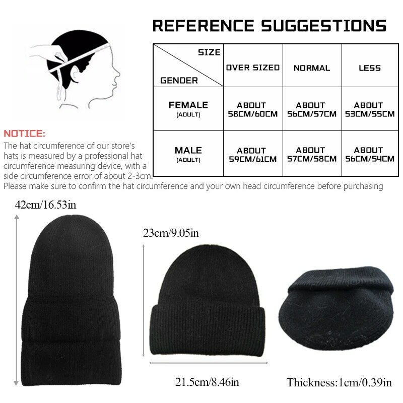 24colors Angola Rabbit Fur Knitted skullies & beanies Women's Spring Hat 2024 Fashion Solid Warm Cashmere Wool Three Fold Thick
