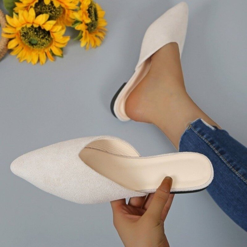 Women Slippers Women Mules Designer Square Toe New Summer Ladies Fashion Slippers New Slides Female Outside Beach Shoes Big Size