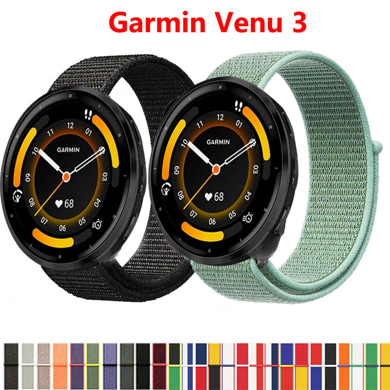 22mm Nylon Loop Strap for Garmin Venu 3 Smartwatch Replacment Bracelet Sport Watchband Correa for Garmin Venu3 Band