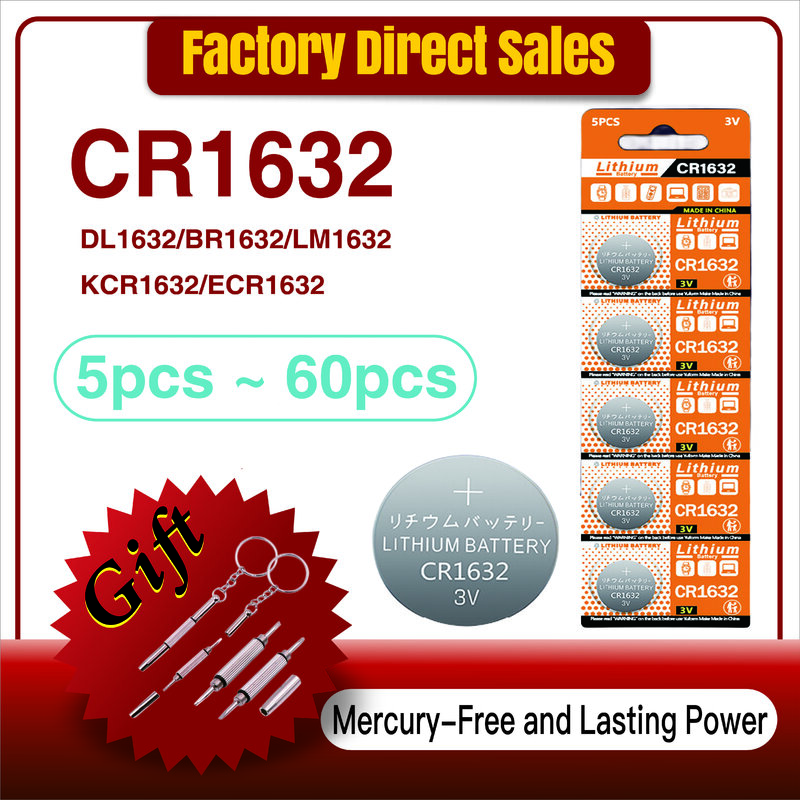 5-60Pcs 3V 125mAh CR1632 ogniwa monetowe baterie CR 1632 DL1632 BR1632 LM1632 ECR1632 bateria litowa do klucz zdalny zegarków