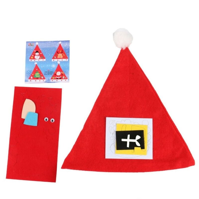 Topi Santa buatan tangan kain tidak ditenun topi keringle rusa Kriss Kringle topi Santa Claus ayah Natal DIY mainan topi Natal