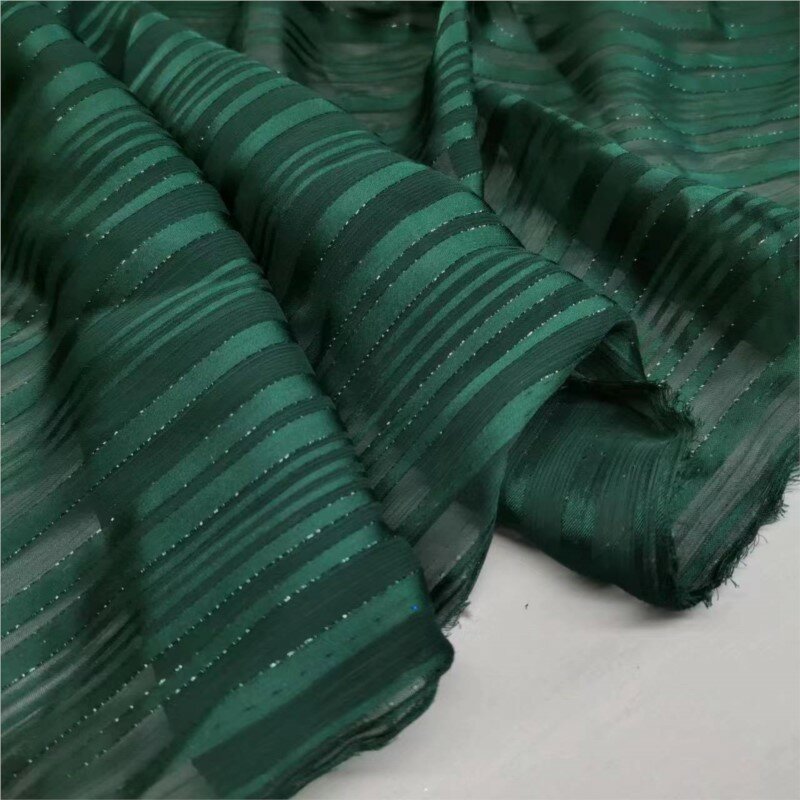 Tissu en mousseline de soie à rayures argentées, beau document solide, bricolage, couture de robe faite à la main