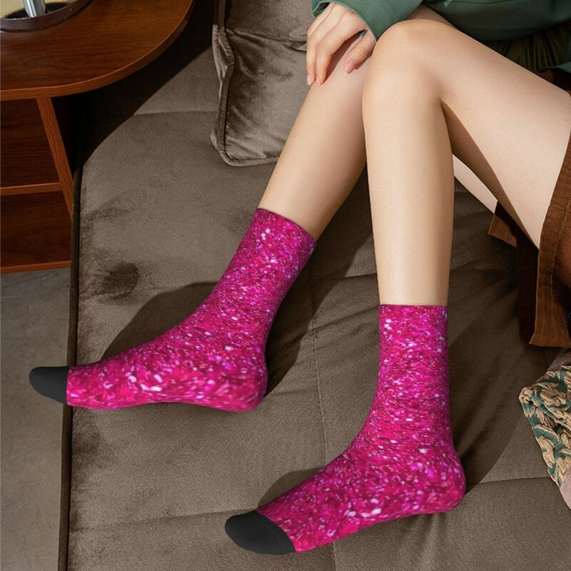 ถุงเท้าสีชมพูแวววาวถุงน่องดูดซับเหงื่อสไตล์ฮาราจูกุชุดถุงเท้ายาวสำหรับของขวัญของผู้ชายผู้หญิง
