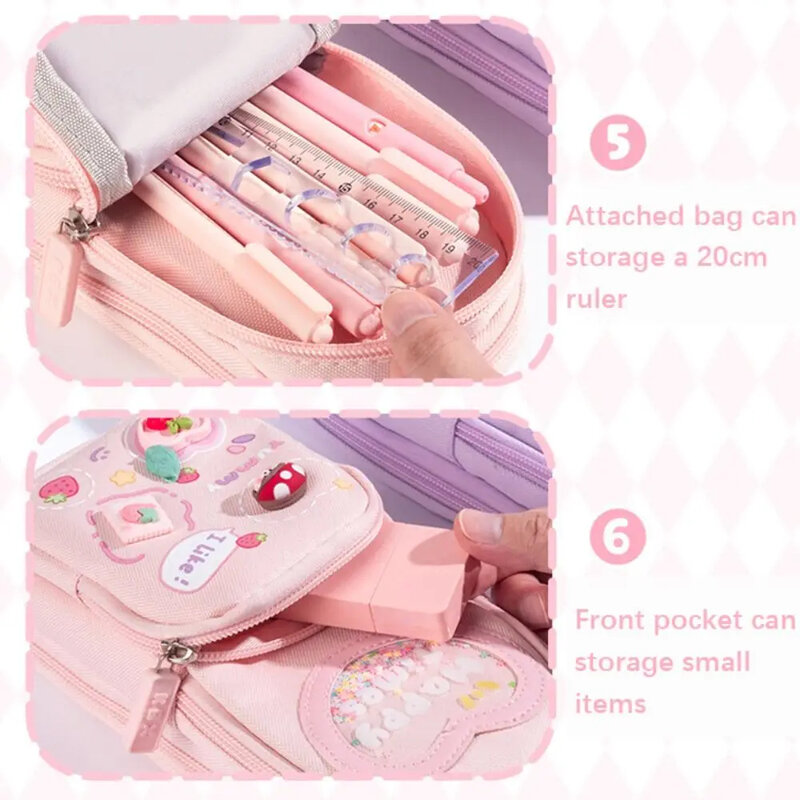 Kawaii Portable schoolbag astucci portamatite in tela di capacità astuccio portapenne per ragazze cancelleria per studenti materiale scolastico