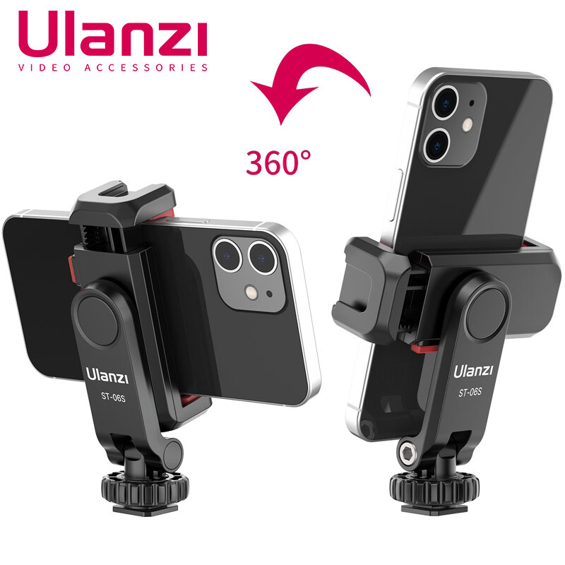 Ulanzi 360 Telepon Fleksibel Tripod Mount Pemegang Clamp dengan Dingin Sepatu untuk Iphone Samsung DSLR Kamera Monitoring
