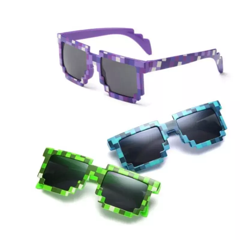 Minecrafter Square Glasses com EVA Case para crianças, óculos de sol da moda para crianças, Cos Play Action Game Toy, presente quente, 20 estilos