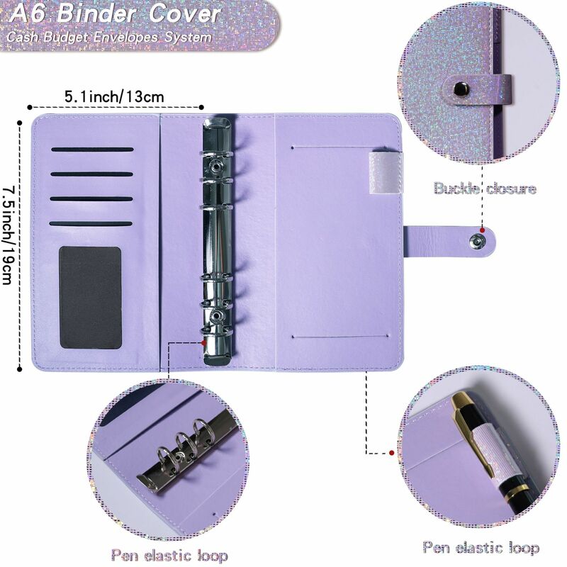 A6 Binder Soft Leather Binder Budget Planner Cash Amplop Binder dengan Budget Amplop Pocket Cash Amplop Wallet Budgeting
