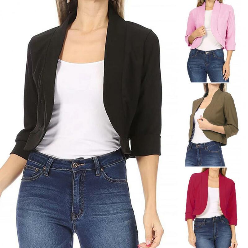 Women Casual Stylish Women's Open Stitch Loose Fit Soft Three Quarter Sleeve Jacket for Spring/fall for Ol Commute Spring Summer