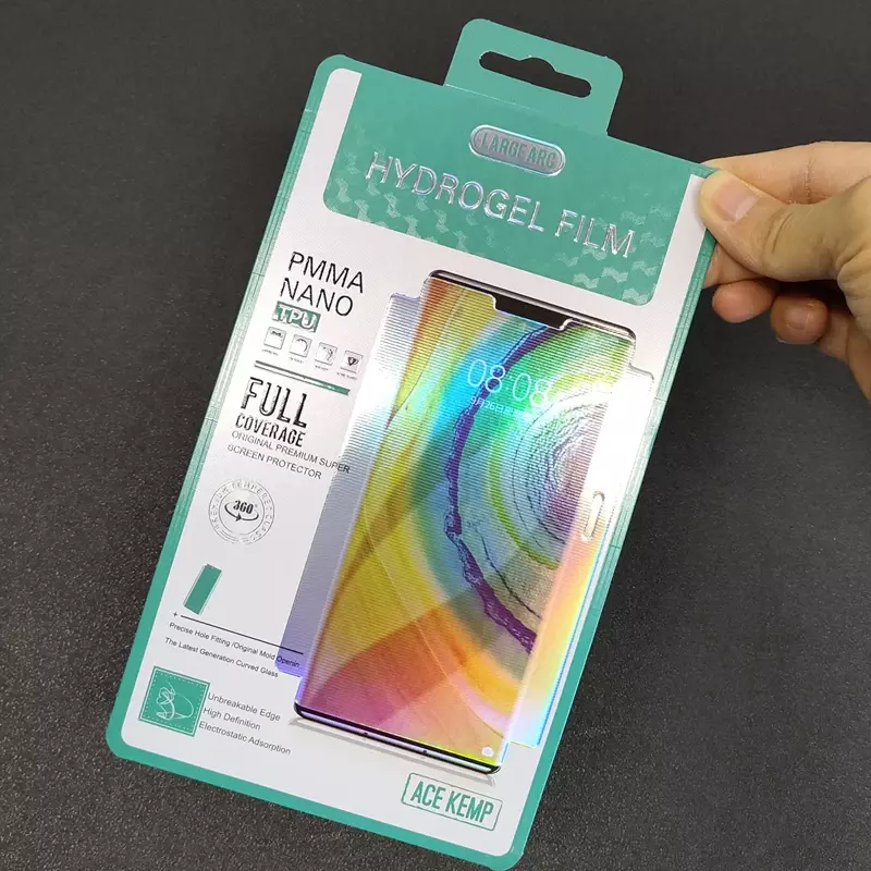 Varejo Embalagem Box para Hidrogel Film, Protetor de Tela, Consumer Retail Package, Celular Película Protetora, 195*115mm, 50PCs