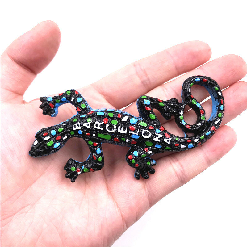 Magnet kulkas suvenir Spanyol Barcelona Gecko negara dunia hadiah perjalanan stiker kulkas magnetik berwarna dicat kerajinan