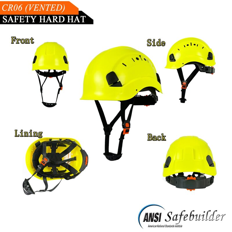 CE helm keselamatan kerja Pria & Wanita, helm keamanan konstruksi berlubang berventilasi untuk Industri dan Ratchet dapat disesuaikan