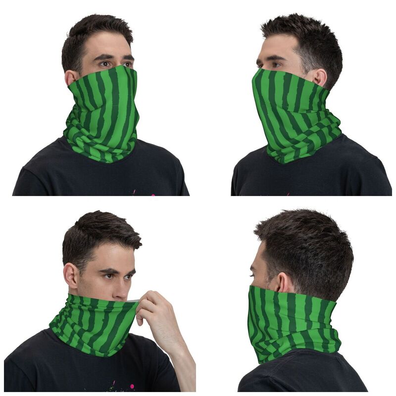 Green Watermelon Fruit Bandana Neck Gaiter Printed Balaclavas Wrap Scarf Warm Headband Fishing Unisex Adult Breathable