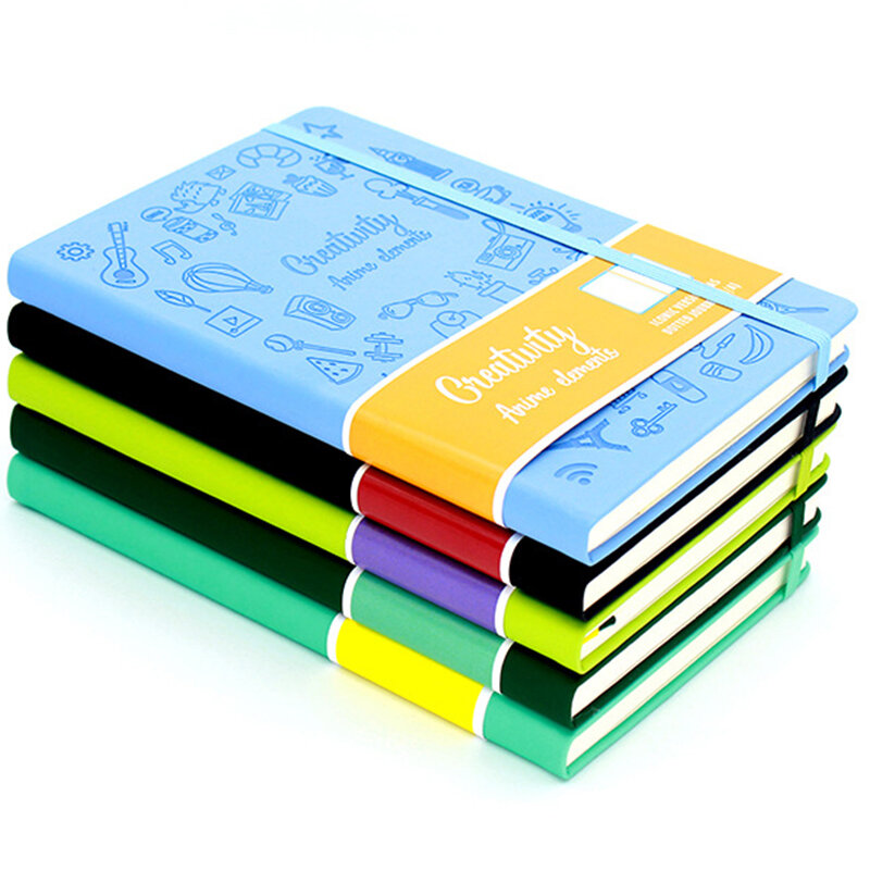 A5 puレザー弾性バインディングノートブック、クリエイティブビジネスノートブック、学生日記、学校、オフィス文房具用メモ帳