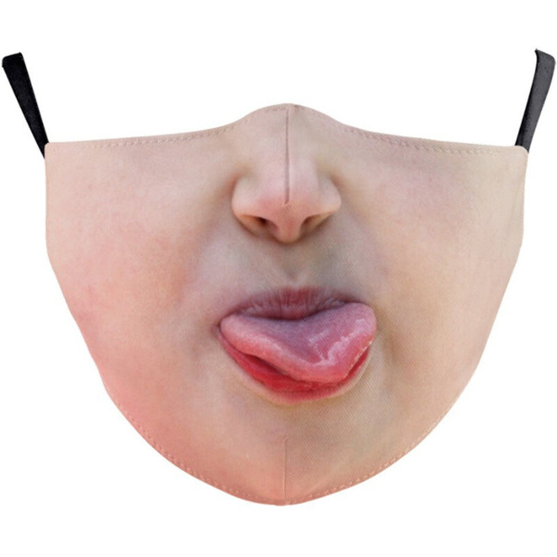 Adults Mouth Masks Funny Printed Cotton Blend Facial Expressions Washable Mascaras Face Shield Masque Facial Masks Halloween