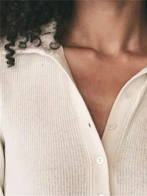 Frühherbst Frauen pullover einfache schlanke einreihige Turn-Down-Kragen Langarm Strick pullover