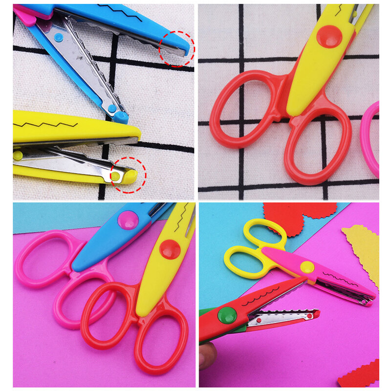 Nożyczki dla dzieci Mini papier nożyce do cięcia wzór falisty wycinki z papieru koronki nożyczki bezpieczne narzędzie artystyczne nożycowe