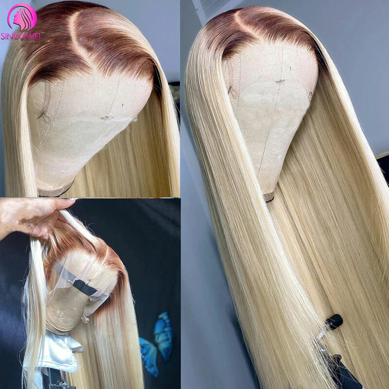 4/613 Blonde Lace Front Human Hair Wigs 180%Density 13x4 Straight Hair HD Lace Front Wig For Women Preplucked Colored Human Hair