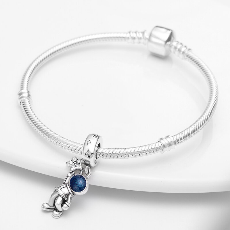 925 srebro Starry Sky seria astronauta Charms pasuje do oryginalnej bransoletki Pandora kobieta DIY moda piękna biżuteria wisiorki