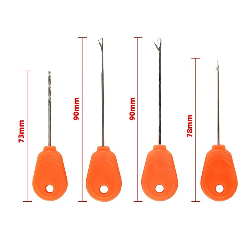 Hirisi-aguja de cebo de pesca de carpa con caja, herramientas de cebo, accesorios de pesca, BT05, 4 Uds.
